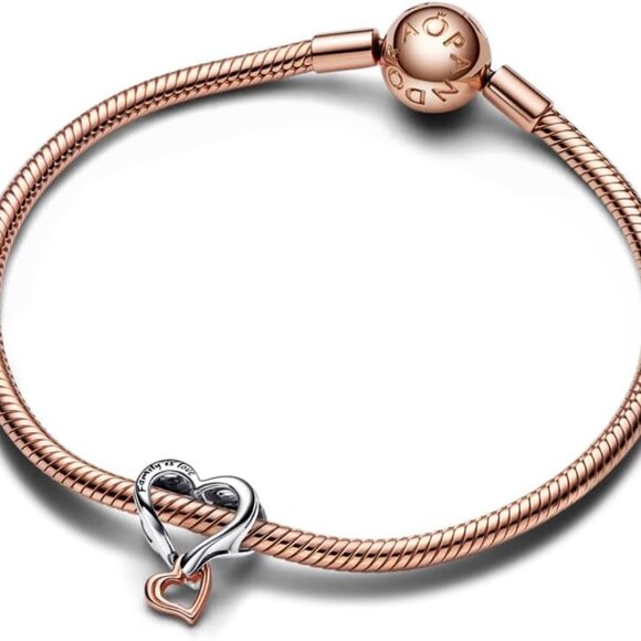 Two-tone Sterling Silver Heart Charm Gift for Her with Gift Box - Picture 3 of 3